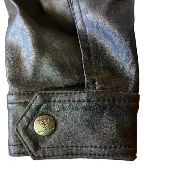 Emporio & Co. Vintage Men's Black Leather Jacket, Size Medium.